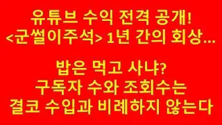 유튜브 수익 전격 공개... 군썰이주석 1년 간의 회상