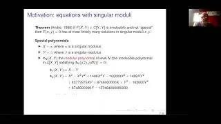 Yuri Bilu: Trinomials, singular moduli and Riffaut's conjecture (NTWS 012)