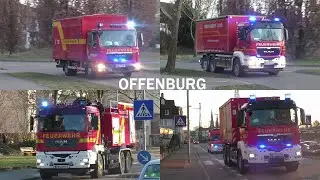 [Verpuffung an Maschine, Sonderfahrzeuge] Einsatzfahrten Feuerwehr & Rettungsdienst in Offenburg