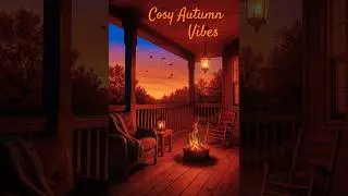 Autumn Porch Ambience | Jazz & Crackling Fire 🔥 | AI Cozy Fall Vibes #shorts