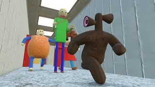 Siren Head run away from Baldi's Basics