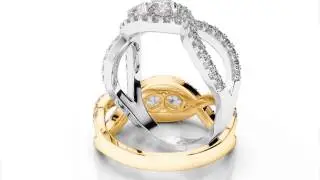 14K WHITE GOLD TWO STONE BYPASS RING