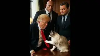 Cat Grabs Trump&rsquo;s Tie in Front of The Rock & DiCaprio! 🐱👔😲