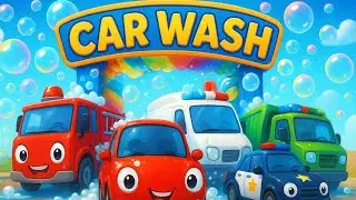 Rescue Trucks at the Car Wash 🚒🚓 | Mega Street Vehicles Song for Kids | Happy Kids TV