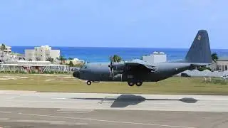 French C130 landing at St Maarten