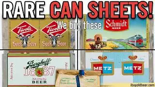 1950&rsquo;s-60&rsquo;s unrolled Metal Beer can SHEETS-from Continental Can Plant #40/Omaha Nebraska