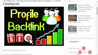 Top Profile backlinks Creation site list in 2020 [ SEO TIPS ]