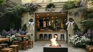 Cozy Garden Coffee Shop Ambience: Relaxing Fire Pit & Smooth Jazz for Deep Study and Focus
