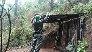 # primitive shelter with lots of rain!!