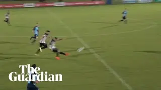 Non-league footballer scores spectacular goal from inside own half