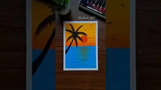 🌴 Sunset Scenery Drawing with Oil Pastels