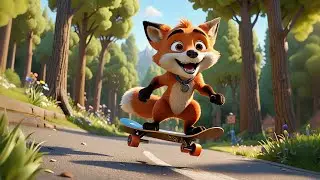 The Fox Who Rode a Skateboard 🦊🛹 | Fun Kids Story Song | Learning Animals and Adventures
