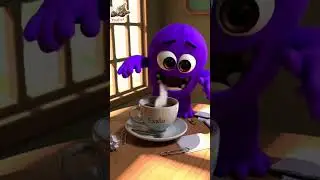 Purple Monster Coffee Chaos #PurpleMonster #Cartoon #3DAnimation #FunnyShorts #CoffeeMess #Shorts