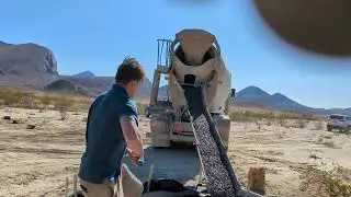 POURING CONCRETE FOR MY FOUNDATION I BUILDING A CABIN IN WEST TEXAS