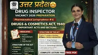 Drugs & Cosmetics Act 1940 | Important Sections Explained Uttar Pradesh Drug inspector vacancy