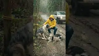 A Kind-Hearted Aged Man Rescues a Dog Family Tied with Ropes