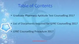 GPAT 2017 Counselling