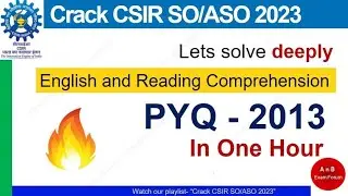 CSIR SO ASO 2023 | Previous Year Questions | Complete Solved Question Paper English