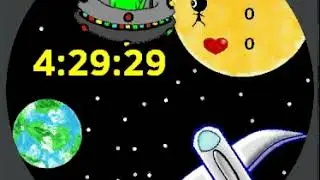 Animated Alien Doing Stunts In Cartooney Space Watch Face