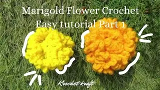 Marigold Flower🌼 crochet Tutorial part 1🎀|#krochet #crochetdesign #crochet #crochetflower #marigold