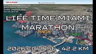 Life Time Miami Marathon 2026: 3D Video Course Map | 42.2 km - Miami