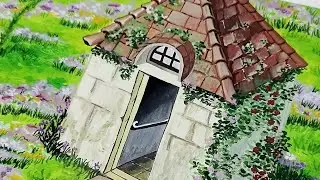 Paint with me Studio Ghibli Howl's moving castle 🏰 gouache Sofie's flower field 🌷