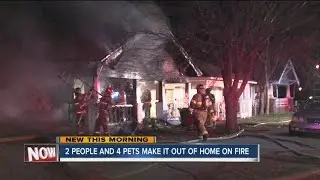 Two people and four pets make it out of home on fire