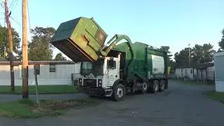 Waste Management Front Loader Garbage Truck & a Friendly Trash Man