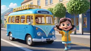 Wheels Go Round on the Big Blue Bus | Sing-Along Vehicle Song for Kids | Bus Ride Adventure Rhyme