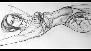 Woman Figure Sketch | Pencil Drawing Gothic Girl in Lingerie | Piercing Short Hair Punk style