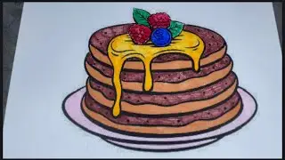 The best Pancake Recipe | Coloring a realistic Pancake with Honey | Dessert | Raspberry | Cake |