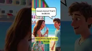 Ice Cream Shop at the Beach | Easy English | American Style #englishlanguage #ytshorts #english