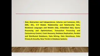 Database || ER model || Query Processing || Crash Recovery || SQL || Parallel & Distributed Database