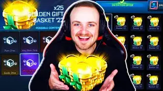 *BRAND NEW* Opening 25 Golden Gift Baskets in Rocket League *MULTIPLE PAINTED EXOTICS*
