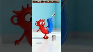 MONSTER MAGNET MERAH BIRU #shorts #videoedukatif #animasi #kartunanak #animasIlucu