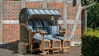 Strandkorb D&uuml;ne Grande XXL 3-Sitzer &ndash; Bullaugen & Volllieger Komfort | Mr. Deko