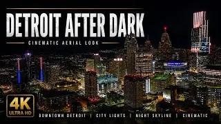 Downtown Detroit Night Skyline