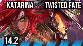 KATARINA vs TWISTED FATE (MID) | 1500+ games, Rank 9 Kata, 18/4/7, Godlike | KR Grandmaster | 14.2