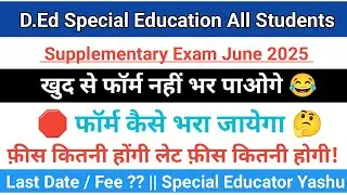 D.Ed Special Education All Students 2025 | Supplementary Exam 2025 Form Apply Date | RCI June Exam 🔥