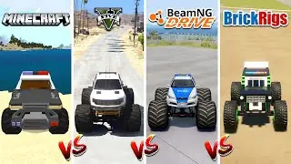 MINECRAFT POLICE MONSTER TRUCK vs GTA 5 vs BEAMNG vs BRICKRIGS - WHICH IS BEST POLICE MONSTER TRUCK?
