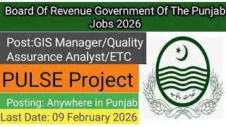 Punjab Board of Revenue Jobs 2026 | GIS Manager, Analyst, Surveyor | Govt Jobs Punjab