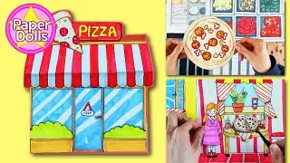 DIY] HOW TO MAKE PAPER DOLL PIZZA SHOP /Let's make pepperoni pizza!