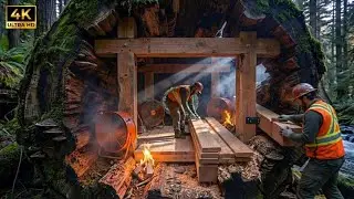 I Build a Luxury House inside a Fallen Tree🏡 | Forest Timelapse 4K 