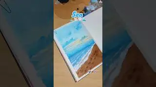 Sea painting 🌊🏝️| Easy acrylic painting tutorial 😱 | #art  #ytshorts #acrylicpainting #trending