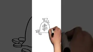 Free Whiteboard animation: Money bag with dollar sign on it.