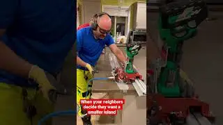 Using the Raimondi Power Razor and track for a quick trim of the counter top island.