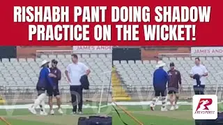 Rishabh Pant doing shadow practice on the wicket and meets McCullum!