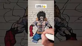 Drawing Luffy in Different Level ✨️ #shorts #onepiece #howtodraw