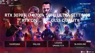 Watch Dogs Legion RTX 3070Ti i7 8700k 5GHz Ultra Settings RTX ON DLSS Quality 1080p