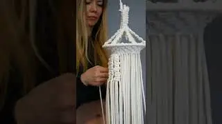 the process of making macrame chandelier
